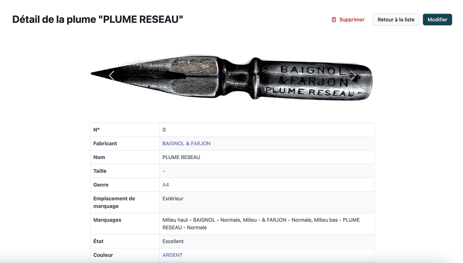 Gestion plumes d'écriture, sans listing officiel